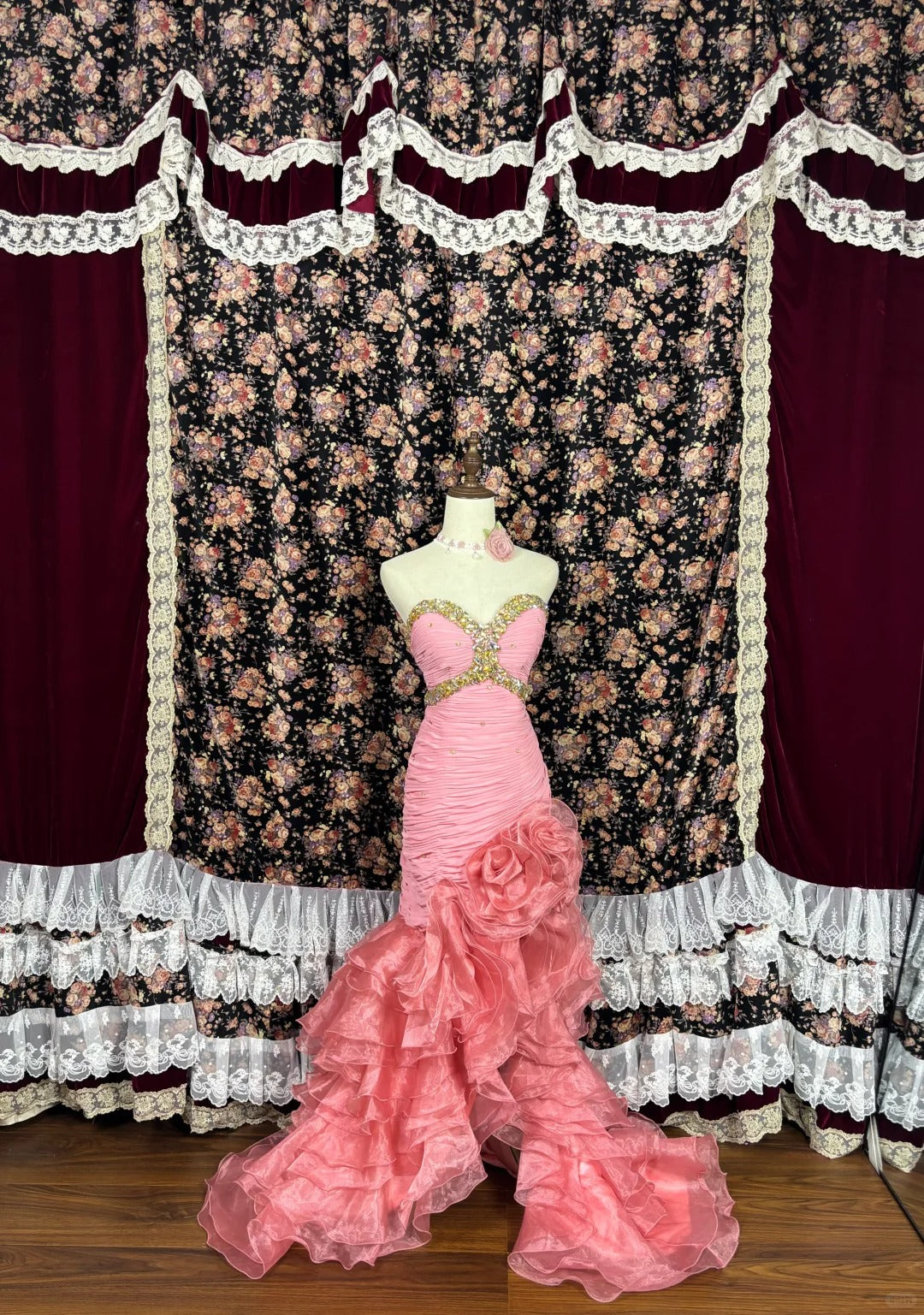 Vintage Sweetheart Neck Swarovski Crystal Pleated Tiered Tulle Mermaid Dress Sweet 16 Prom Dress Birthday Evening Dress D1982