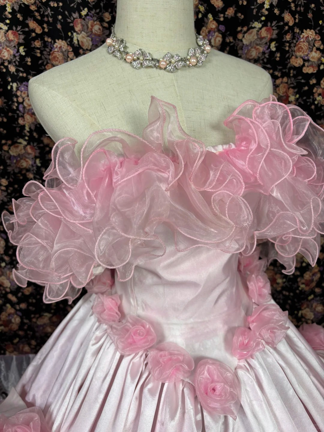 Sweet Off the Shoulder Handmade Flower Pleated Tulle Evening Dress Cocktail Dress Quinceanera Prom Dress D1990
