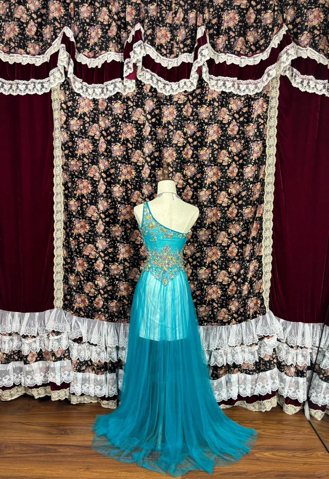 Gorgeous One Shoulder Swarovski Crystal Tulle Pleated Floor Length Prom Dress Dancing Dress Birthday Party Dress Cocktail Dress Evening Dress D2006
