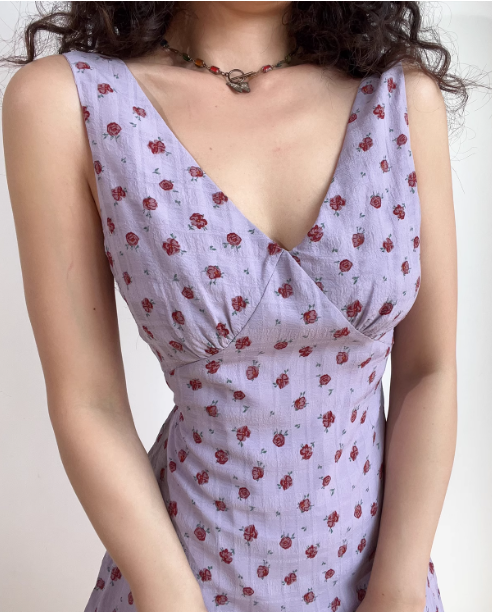 Vintage V-neck Printing Floral Lace up Short Skirt Summer Women Date Dress D2024