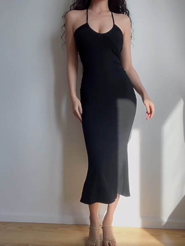 Sexy Halter Fitted Mermaid Skirt Summer Vacation Seaside Dress Women Date Dress D2047