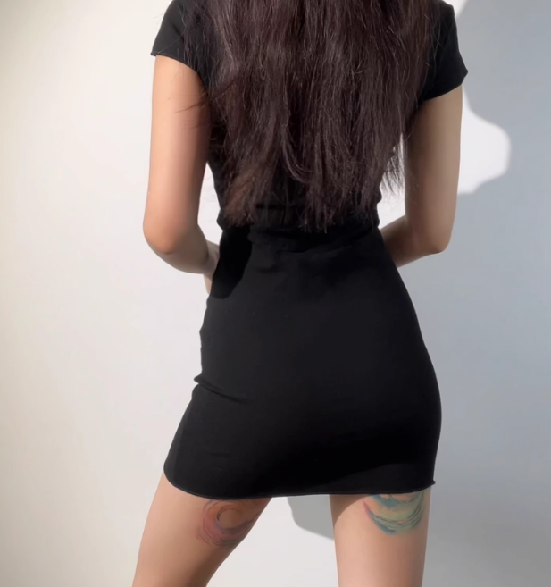 Mininalist Square Neckline Fitted Short Dress Summer Casual Women Dress D2062