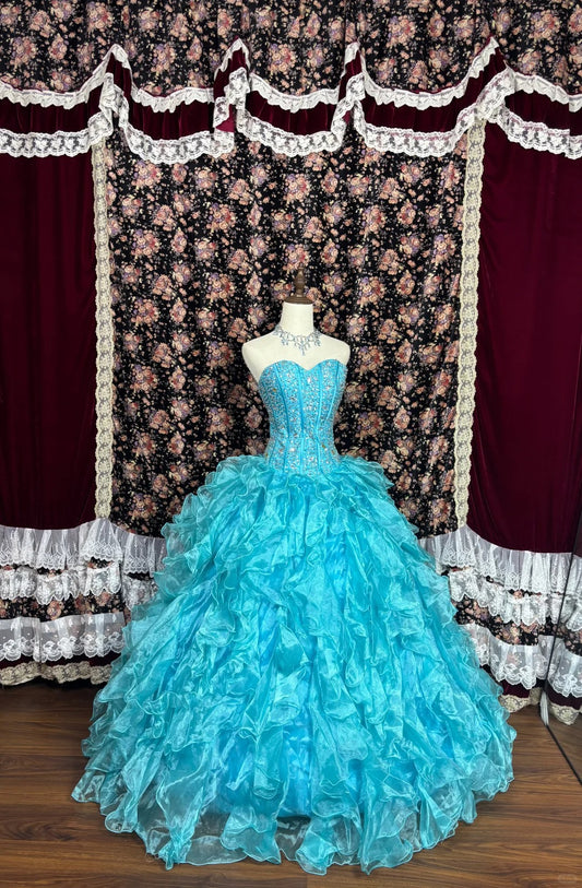 Glänzendes herzförmiger Ausschnitt, Kristall, Plissee, Ballkleid, Abendkleid, Abschlussballkleid, Sweet 16-Kleid, D2084