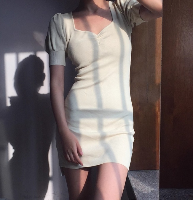 Minimalist Square Neckline Pruffed Sleeves Short Skirt Women Teenage Girl Summer Dress Vacation Date Dress D2105