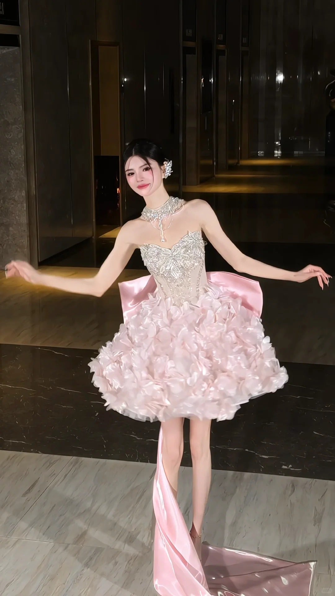 Shiny Sweetheart Neckline Bowknot Short Prom Dress Homecoming Dress Party Dress D2107