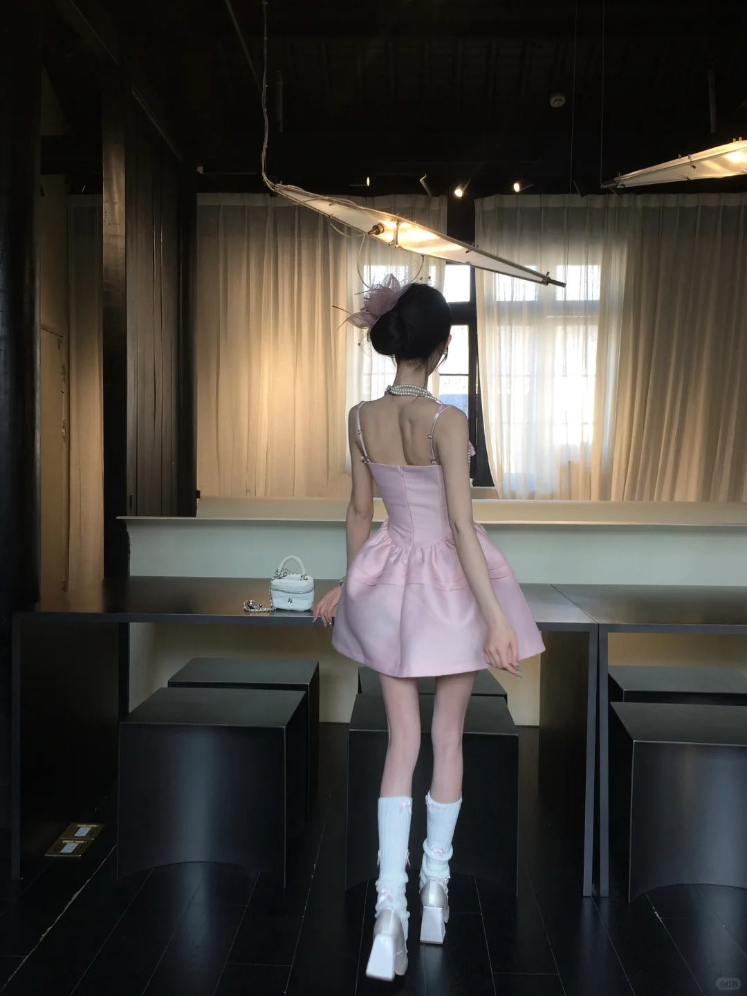 Cute Pink Square Neckline Pleated Short Prom Dress Homecoming Dress Birthday Party Dress D2108