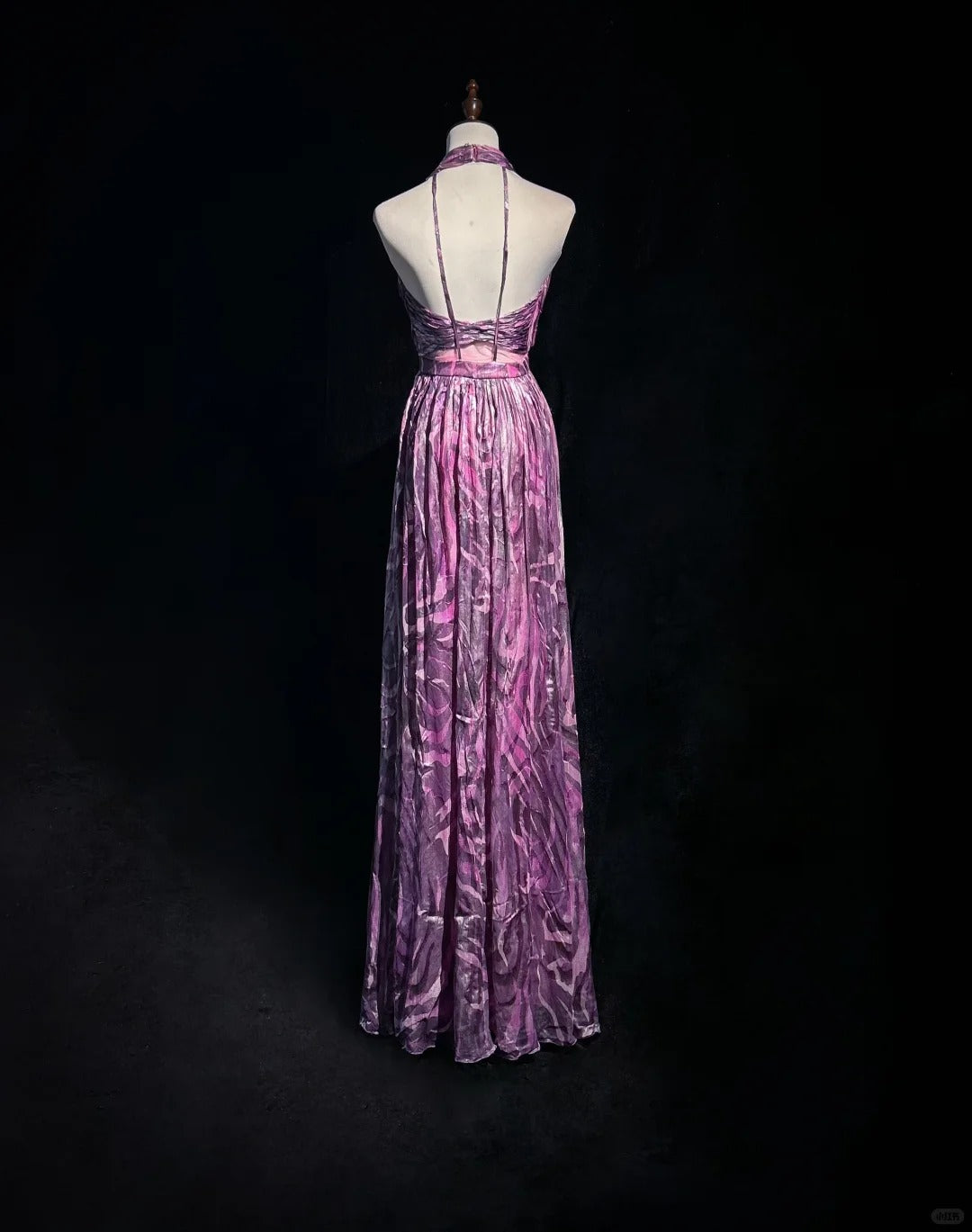 Elegant Halter Pleated Print Backless Prom Dress Evening Dress Party Dress D2120