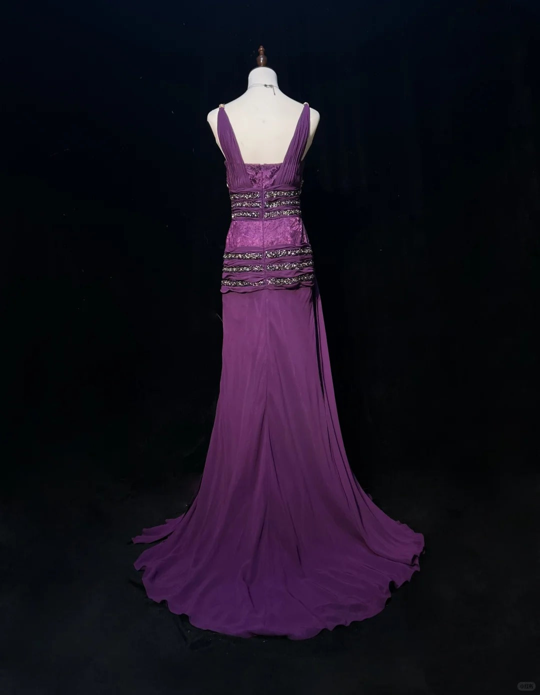 Vintage Crystal Pleated Floor Length Prom Dress Evening Dress Birthday Dress Gala Dress D2122