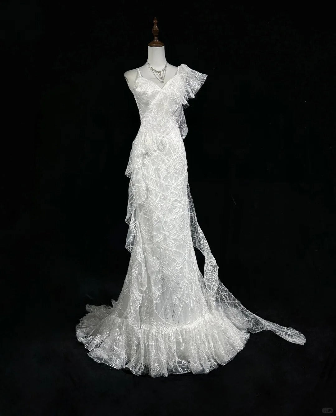 Elegant Asymmetrical Neckline Ruffle Pleated Floor Length Prom Dress Wedding Dress Evening Dress Party Dress D2123