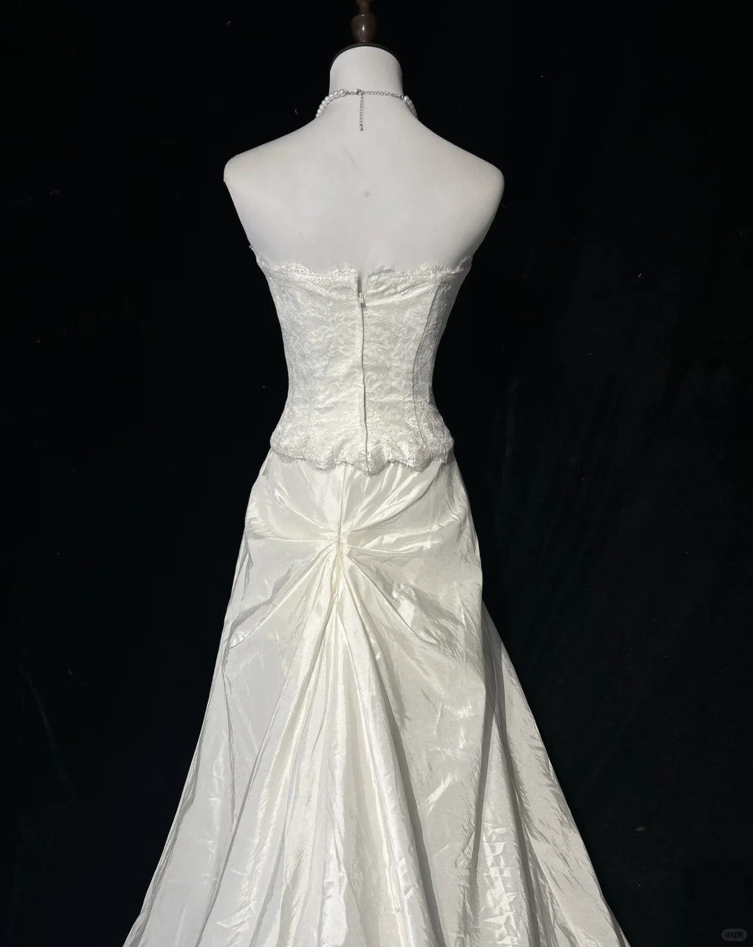 Elegant A Line Strapless Lace Floor Length Prom Dress Wedding Dress Evening Dress Party Dress D2124