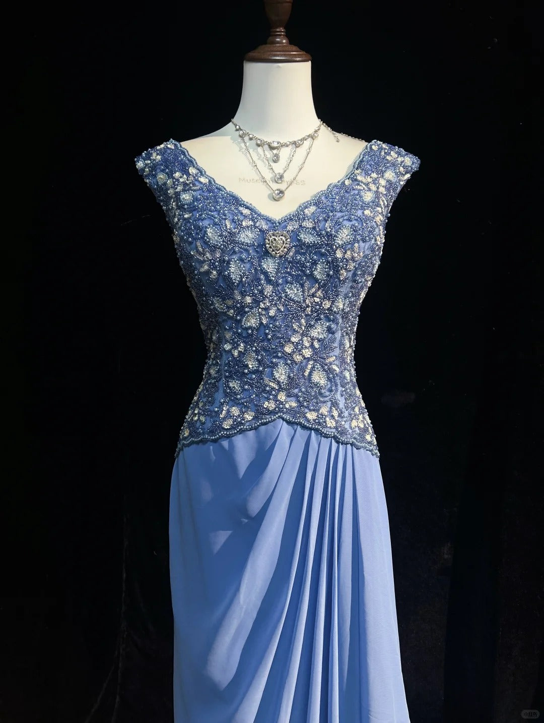 Gergous V-neck Beading Sequins Pleated Floor Length Prom Dress Evening Dress Party Dress D2125