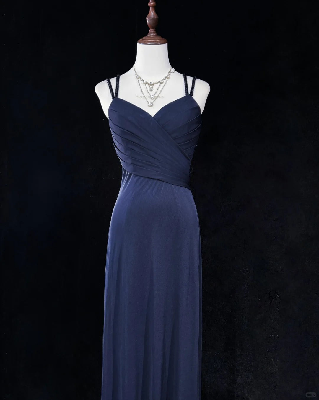 Sexy Spaghetti Straps Appliques Pleated Backless Floor Length Prom Dress Evening Dress Birthday Dress D2130