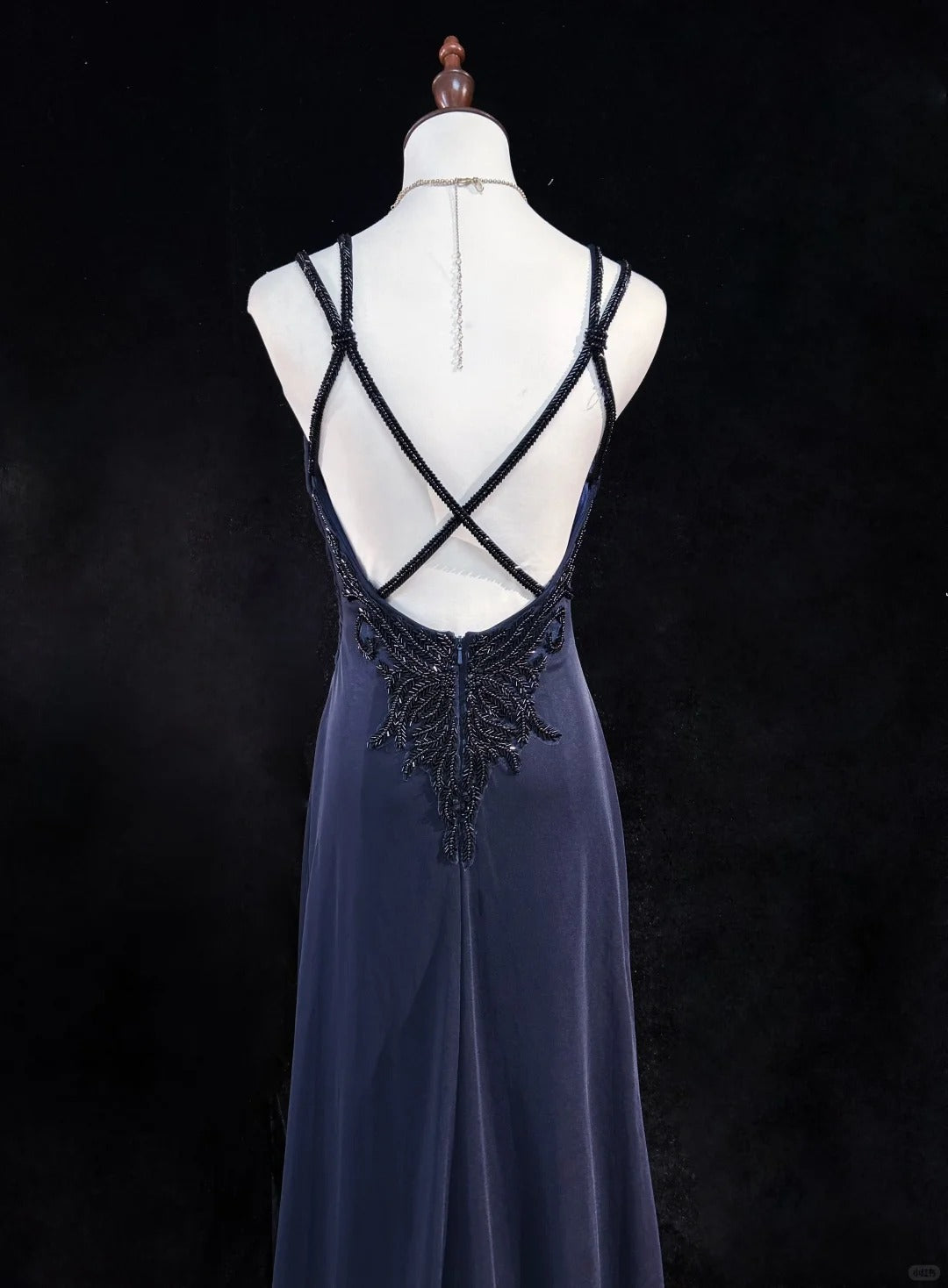 Sexy Spaghetti Straps Appliques Pleated Backless Floor Length Prom Dress Evening Dress Birthday Dress D2130