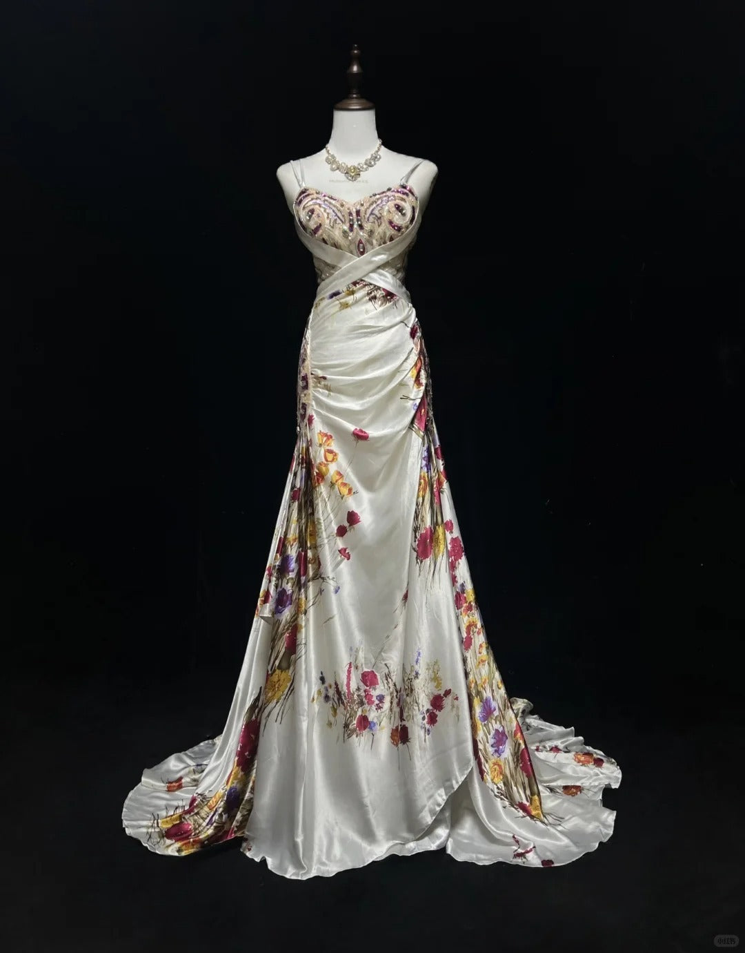 Elegant Spaghetti Straps Sequins Print Floor Length Prom Dress Evening Dress Gala Dress D2161