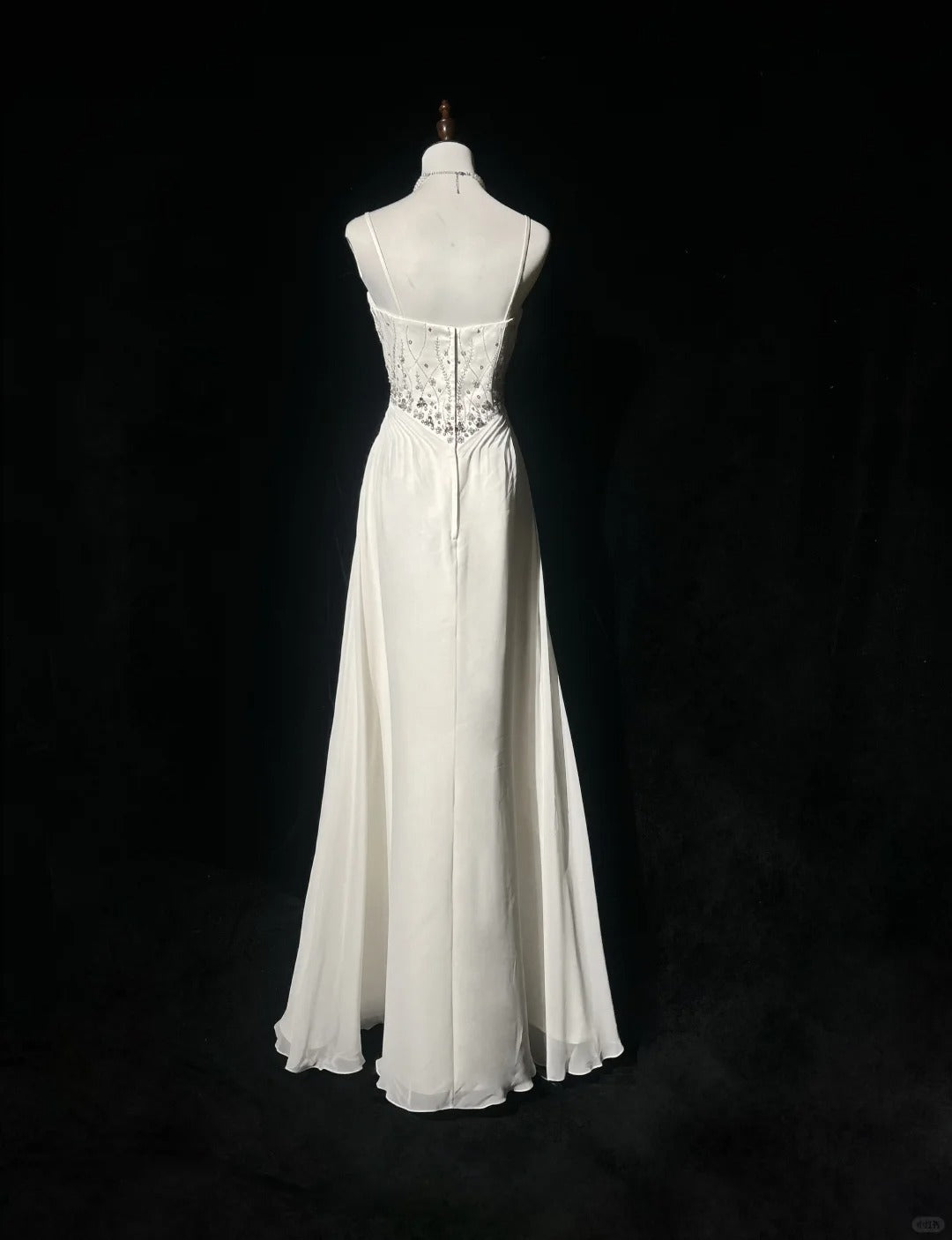 Elegant Spaghetti Straps Crystal Pleated Prom Dress Evening Dress Gala Dress D2162
