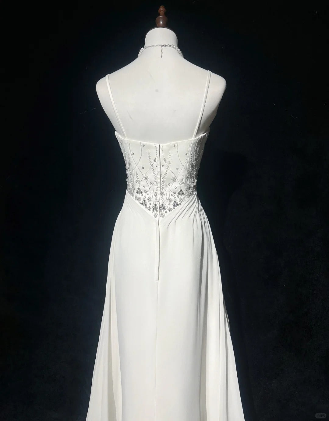 Elegant Spaghetti Straps Crystal Pleated Prom Dress Evening Dress Gala Dress D2162