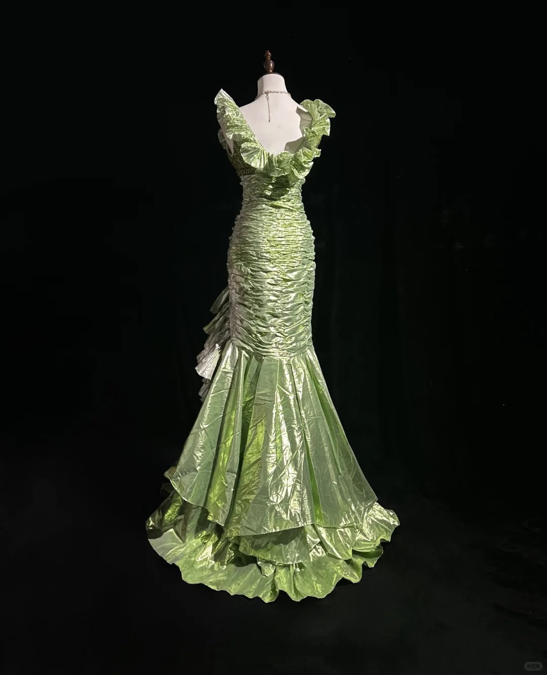 Beauty Ruffle Sequins Pleated Floor Length Prom Dress Evening Dress Gala Dress D2163