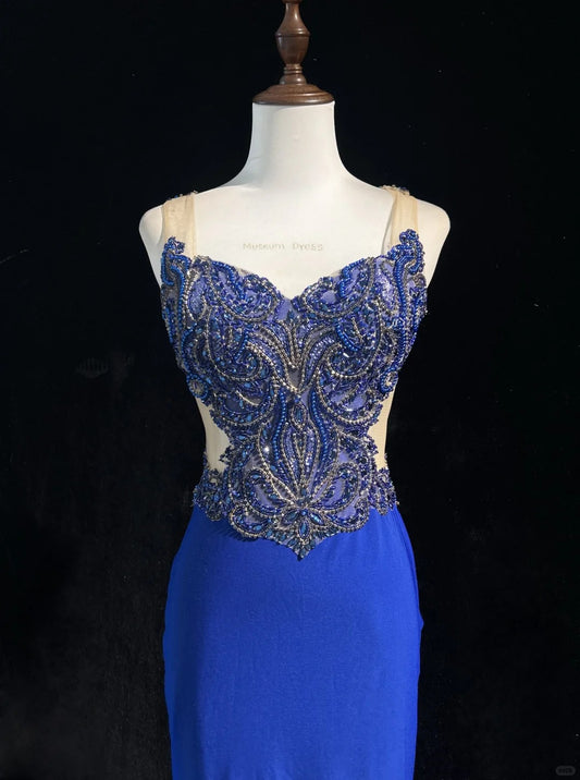 Sexy Spaghettiträger Kristall Perlenbesatz Kurzes Ballkleid Abendkleid Galakleid D2165