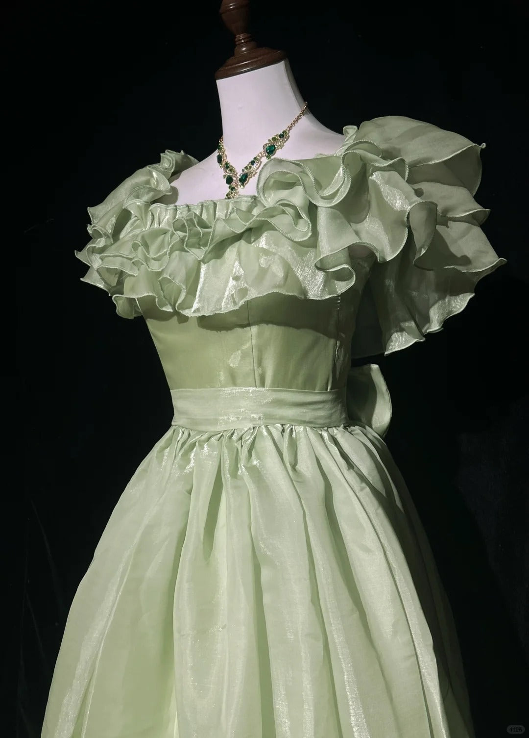 Sweet Square Neckline Ruffle Pleated with Bowknot Prom Dress Evening Dress Gala Dress D2166