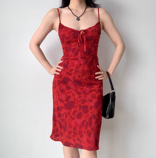 Urlaub Spaghettiträger Lace-up Print Kurzer Date Rock Frauen Teenager Mädchen Sommer Meer Kleid D2173