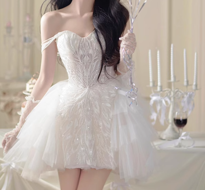 Beauty Sweetheart Neckline Tulle Pleated Short Prom Dress Back to School Outfits Homecoming Dress Sweet 16 Dress Party Dress D2201