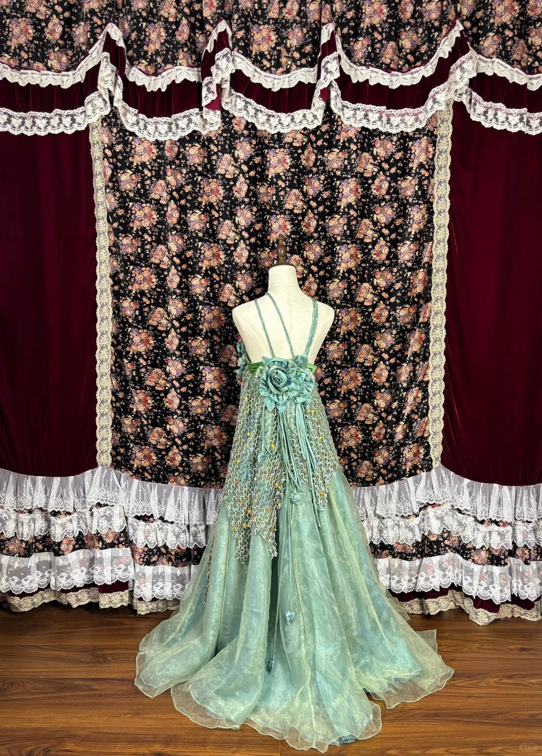 Charming Halter Flower Floor Length Prom Dress Evening Dress Party Dress D2224