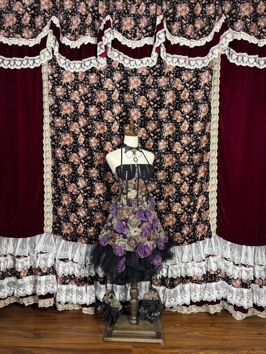 Robe de bal courte en tulle brodé de fleurs, dos nu, robe de soirée, robe de soirée, D2229