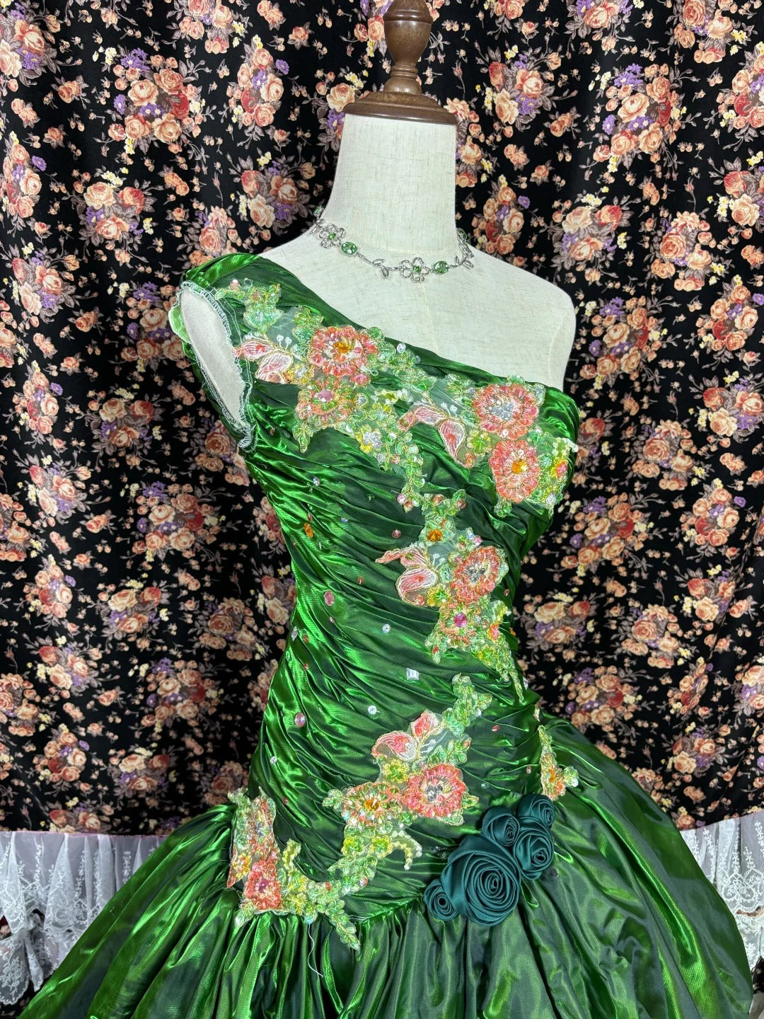 Pretty Asymmetrical Shoulder Appliques Pleated Long Prom Dress Evening Dress Party Dress D2232
