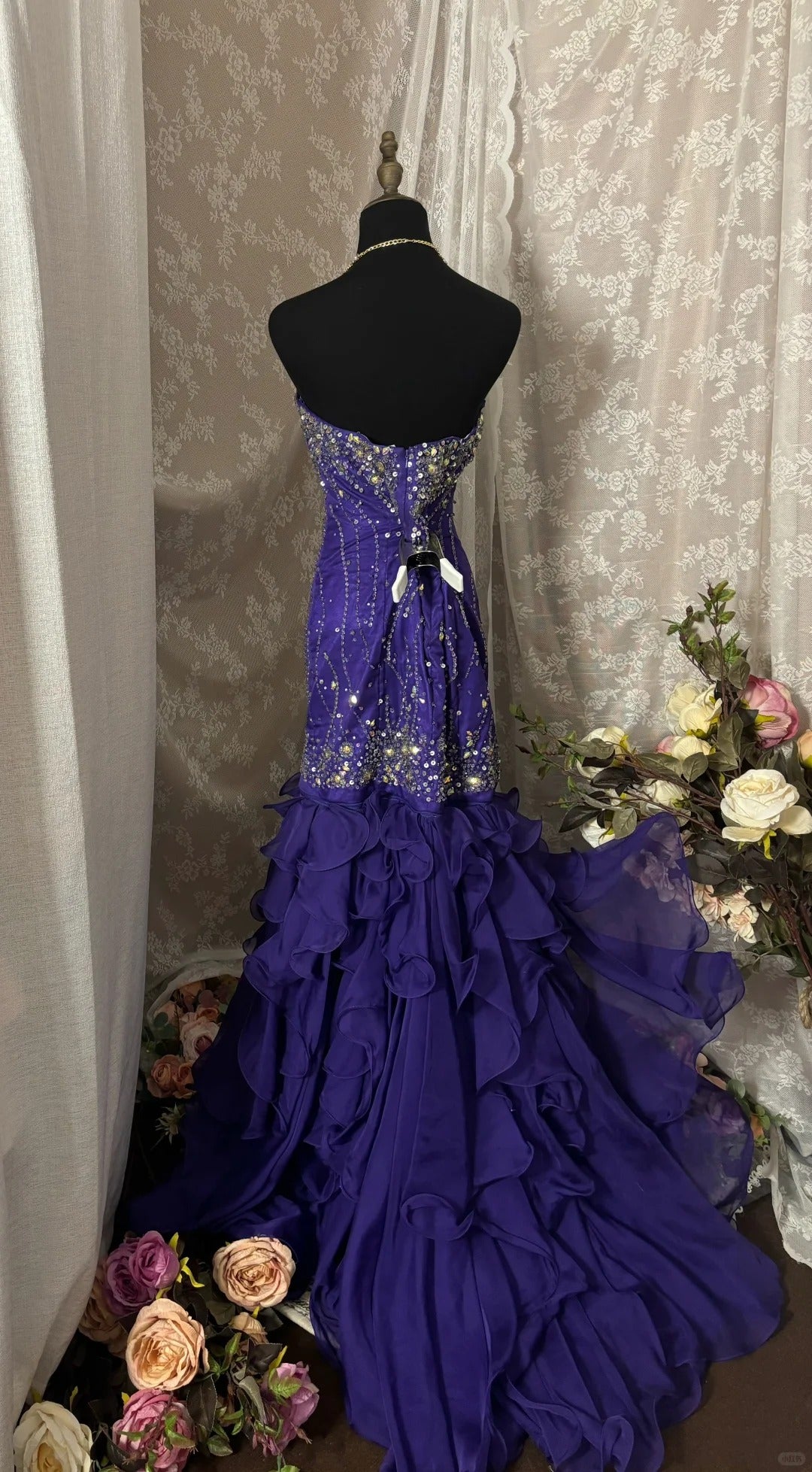 Charming Prom Dress Sweetheart Sequins Ruffle Mermaid Evening Dress Gala Dress D2242