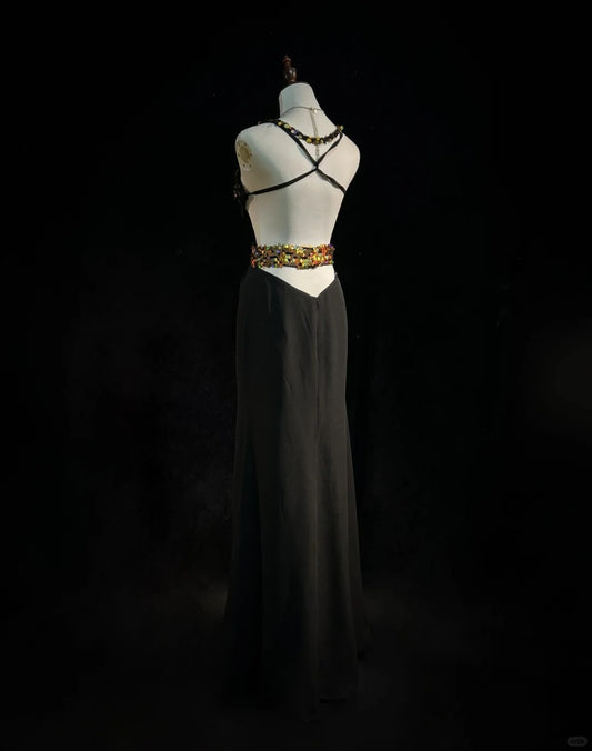 Robe de bal sexy à bretelles spaghetti et paillettes, dos nu, robe de gala, robe de soirée personnalisée D2254