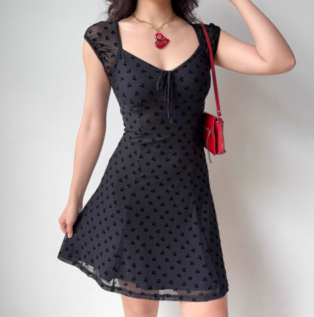 Cute Women Dress A Line Print Summer Vacation Dress Teeage Girl Date Dress D2259