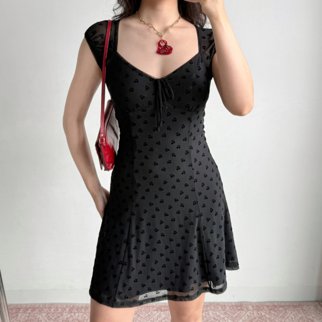 Cute Women Dress A Line Print Summer Vacation Dress Teeage Girl Date Dress D2259