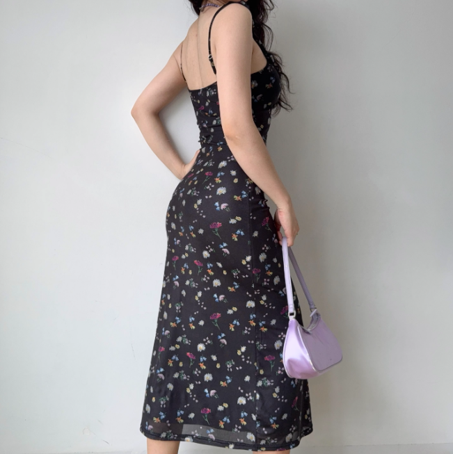Vacation Women Dress Ruffle Print Floral Summer Seaside Dress Teenage Girl Date Dress D2262