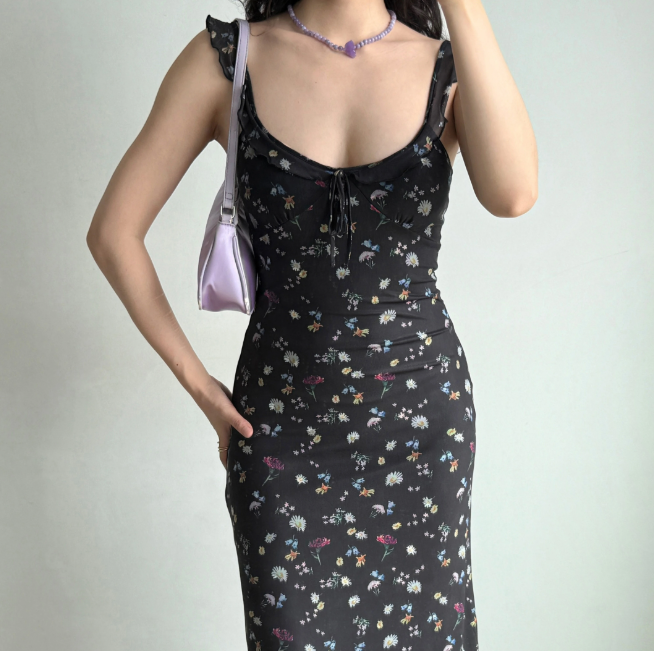 Vacation Women Dress Ruffle Print Floral Summer Seaside Dress Teenage Girl Date Dress D2262