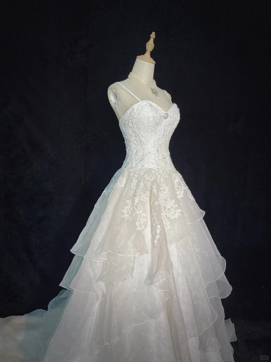 Elegant Wedding Dress Spaghetti Straps Tiered Ruffle Wedding Dress Evening Dress Gala Dress D2309