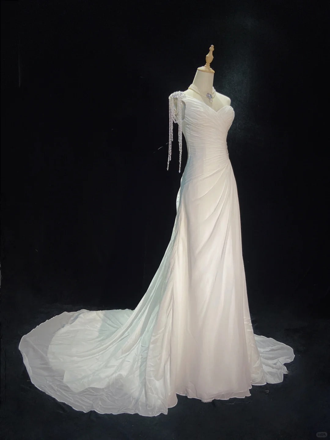 Elegant Wedding Dress Asymmetrical Neck Pleated Wedding Dress Evening Dress Gala Dress Prom Dress D2310