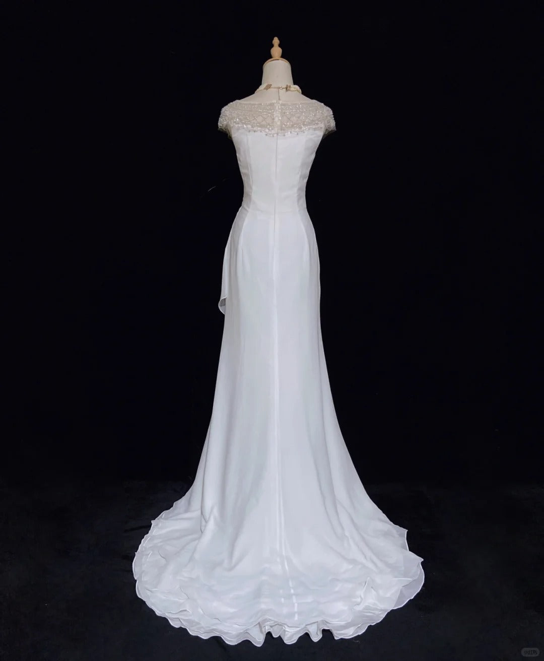 Charming Prom Dress Crew Neck Beading Pleated Floor Length Business Dinner Dress Evening Dress Gala Dress D2317