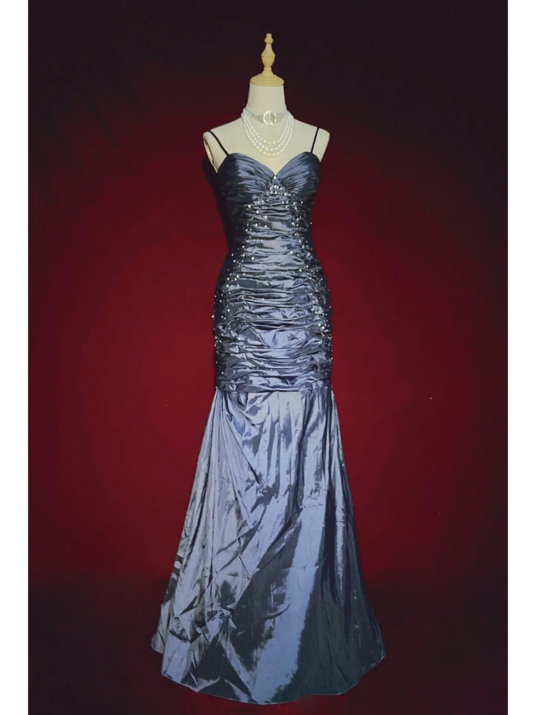 Elegant Prom Dress Spaghetti Straps Pleated Gala Dress Evening Dress Business Dinner Dress Mermaid Dress D2322