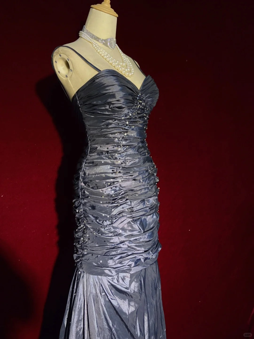 Elegant Prom Dress Spaghetti Straps Pleated Gala Dress Evening Dress Business Dinner Dress Mermaid Dress D2322