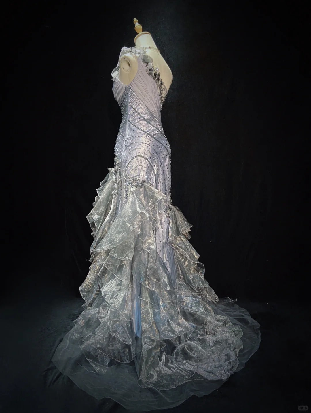 Beauty Prom Dress One Shoulder Tulle Ruffle Gala Dress Evening Dress Business Dinner Dress D2324