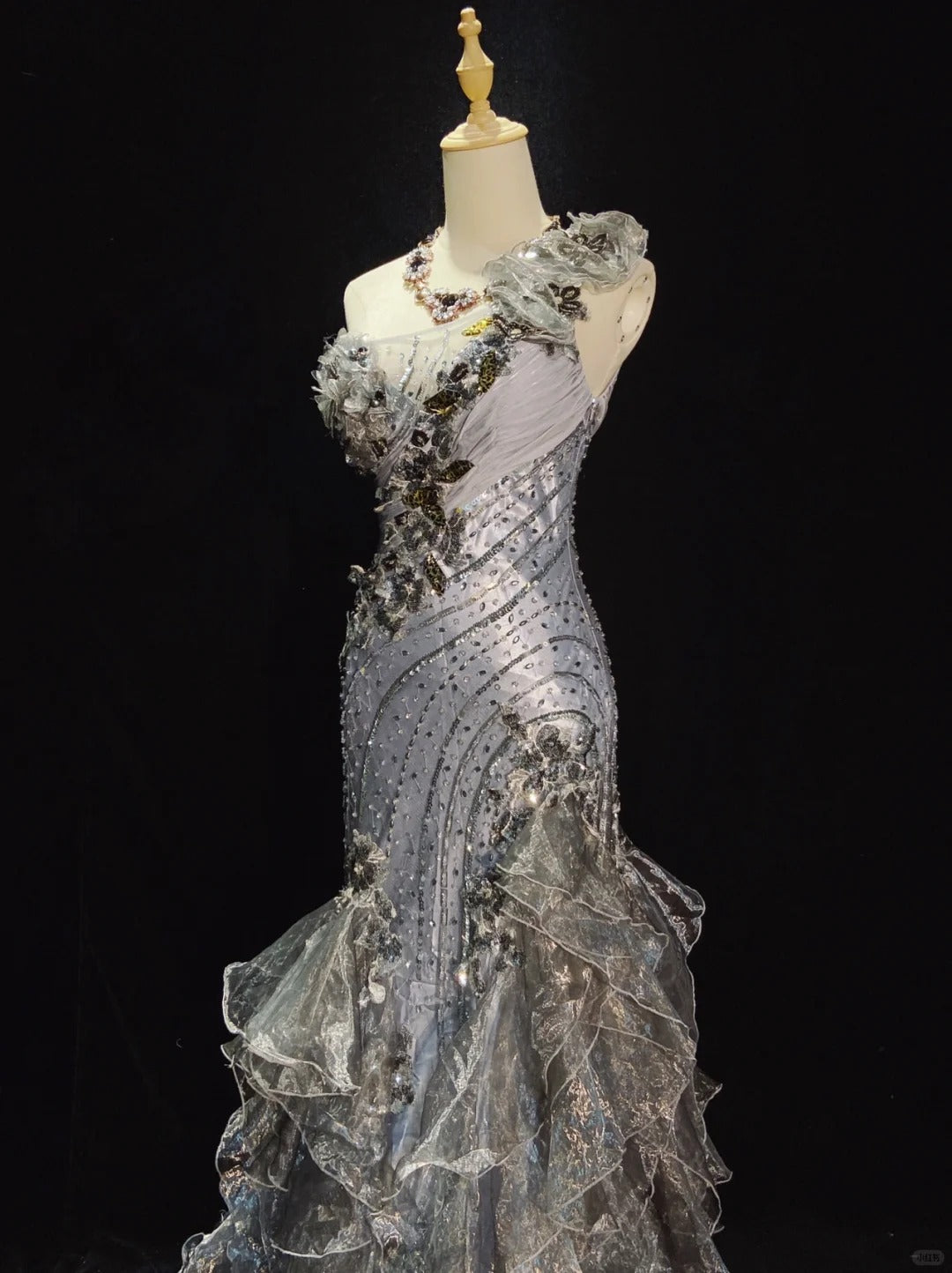 Beauty Prom Dress One Shoulder Tulle Ruffle Gala Dress Evening Dress Business Dinner Dress D2324