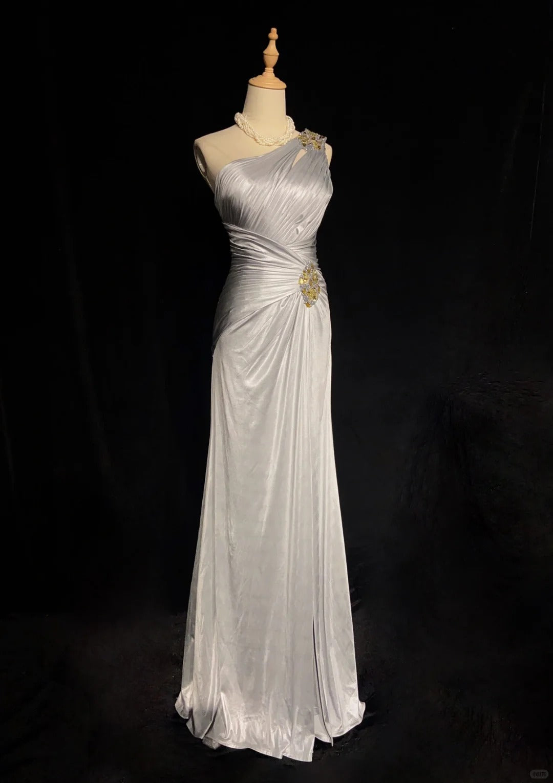 Elegant Prom Dress One Shoulder Blackless Pleated Gala Dress Evening Dress Business Dinner Dress D2325