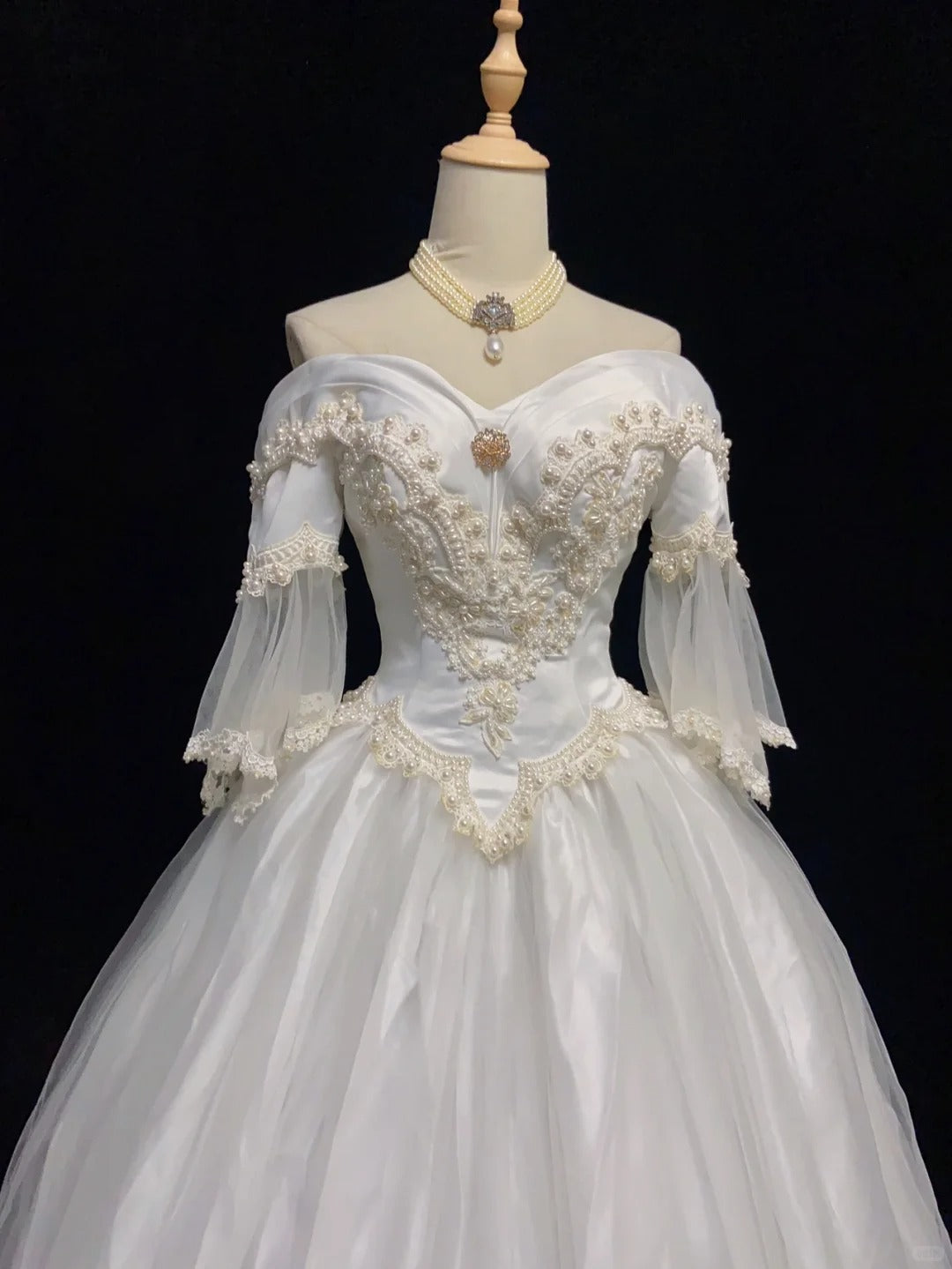 Elegant Wedding Dress Sweetheart Neck Pearl Gala Dress Evening Dress Birthday Outfits Ball Gown D2326