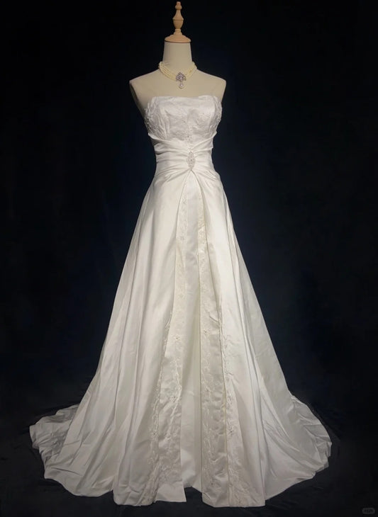Robe de bal élégante, bustier, plissée, perles, robe de soirée, robe de dîner d'affaires, robe de gala D2341
