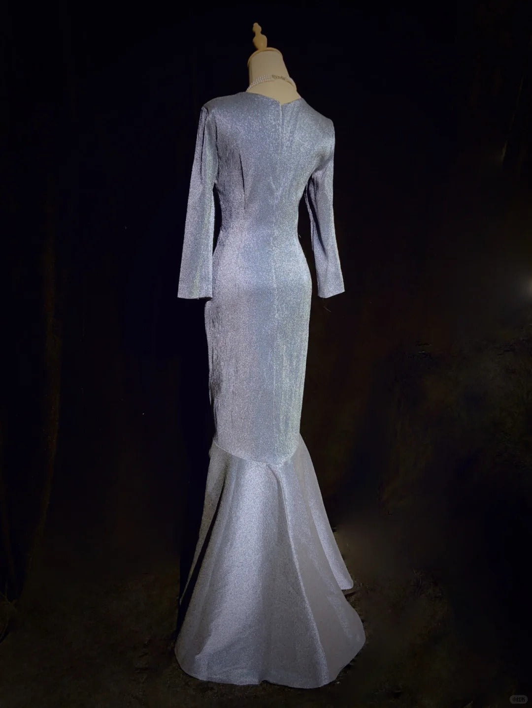 Shiny Prom Dress V-neck Long Sleeves Pleated Prom Gown Evening Dress Business Dinner Dress Gala Dress D2342