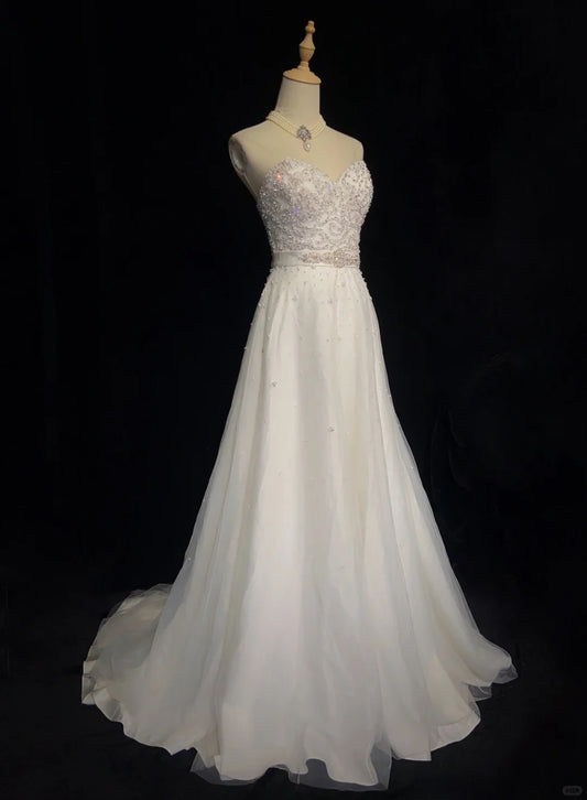 Charmantes Ballkleid Sweetheart Perlenbesetztes Ballkleid Abendkleid Business Dinnerkleid Galakleid Hochzeitskleid D2344