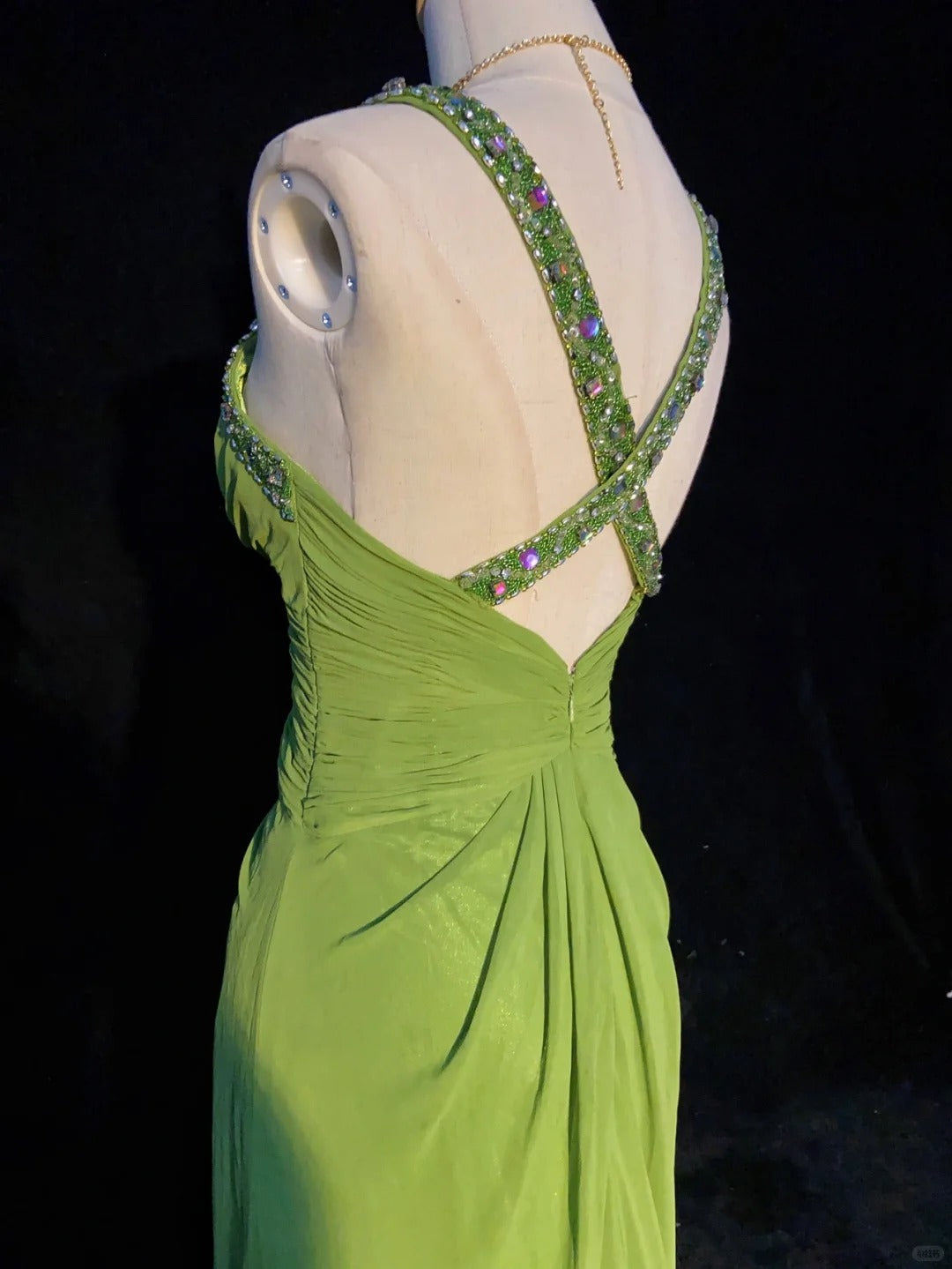 Charming Prom Dress Spaghetti Straps Pleated Backless Prom Gown Gala Dress Business Dinner Dress Evening Dress D2350