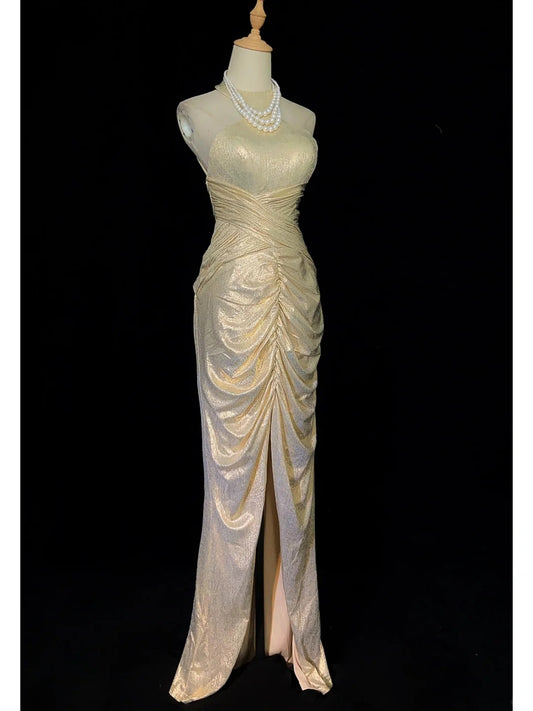 Charmante robe de bal dos nu plissée, robe de gala, robe de soirée, robe de soirée D2357