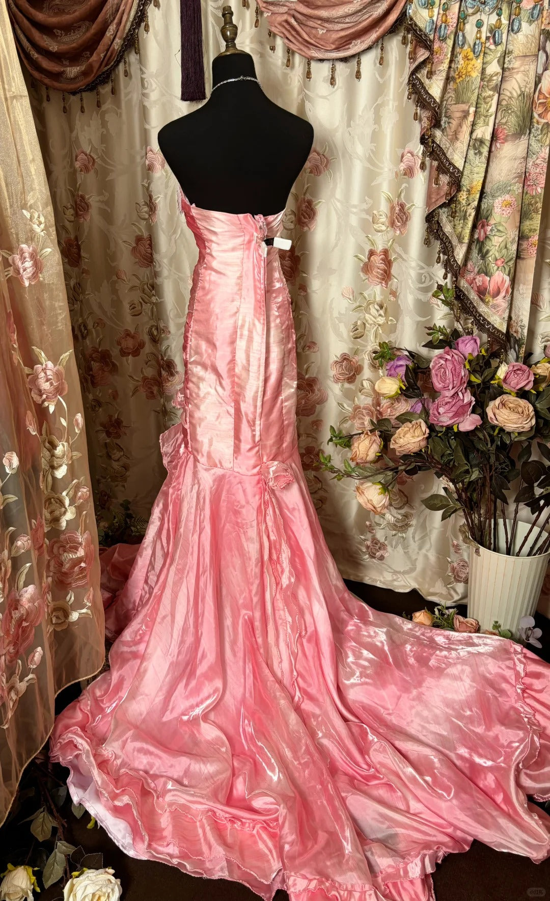 Sweet Prom Dress Strapless Pleated Mermaid Prom Gown Evening Dress Birthday Dress Business Dinner Dress D2386
