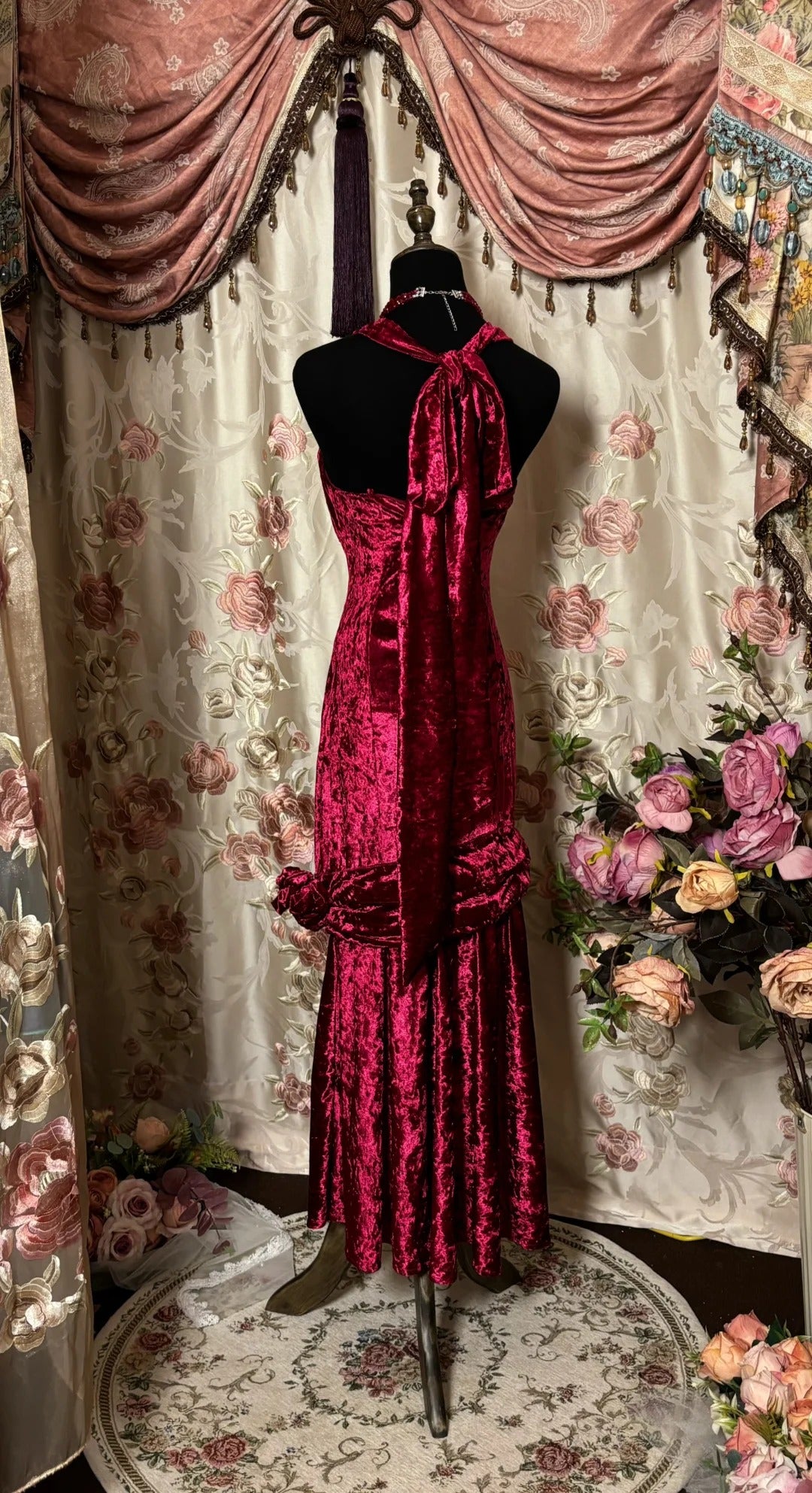 Beauty Prom Dress Velvet Halter Backless Prom Gown Evening Dress Gala Dress Business Dinner Dress D2390